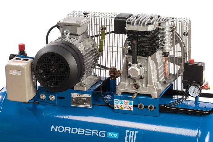 Поршневой компрессор NORDBERG NCE100/520, ременной привод, масляный, 520л/мин, 100л, 380В