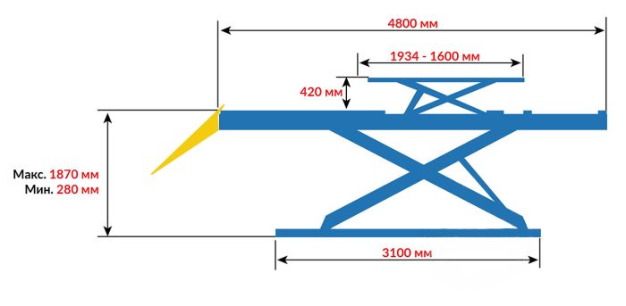 Подъемник автомобильный ножничный 4 тонны PEAK DX-4000A, электрогидравлический, 380В