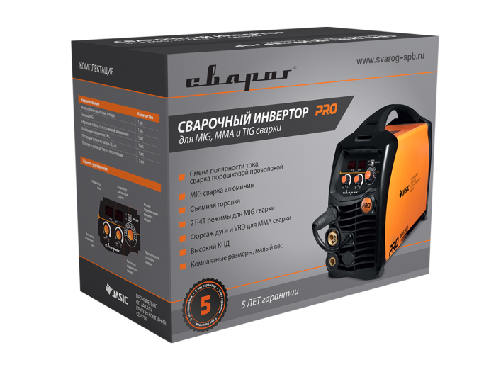 Сварочный инвертор полуавтомат Сварог PRO MIG 200 SYNERGY (N229), MIG/MAG&MMA&TIG, 220В