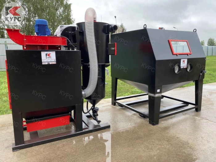 Пескоструйная камера PST-КСО-150-Н-ФВР-М (4кВт), напорная, 5-20 м2/час, фильтр-вентилятор с рекуператором, поворотный стол
