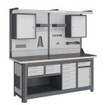 Рабочее место Верстакофф MCN 2052.S2268.22-2FR, 2 тумбы, 2+2+6+1 ящиков, дв. экран, навесные ящики