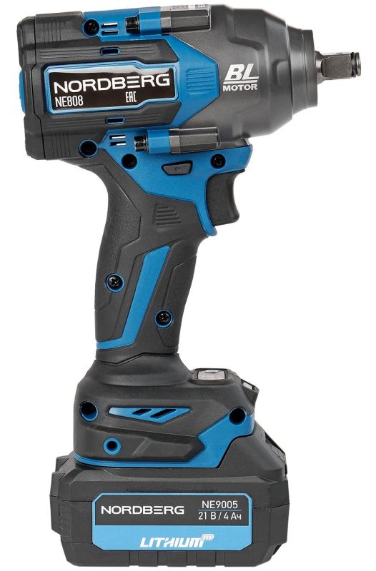Гайковерт аккумуляторный ударный NORDBERG NE808K, 1/2", 1200 Нм, в кейсе