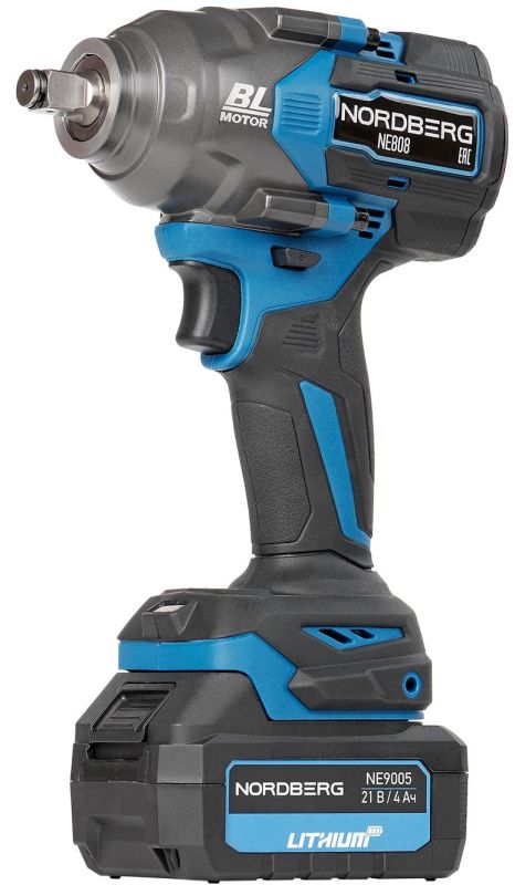 Гайковерт аккумуляторный ударный NORDBERG NE808K, 1/2", 1200 Нм, в кейсе