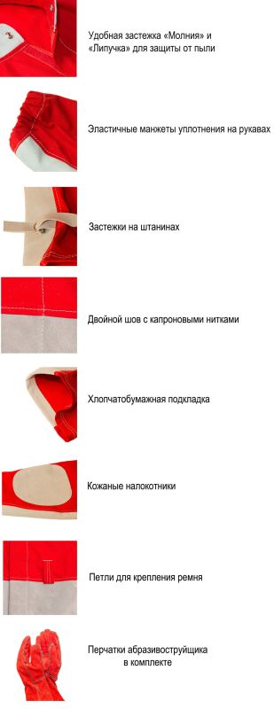 Костюм пескоструйщика Vector "ПРОФ" с перчатками, защитный, р-р 56-58, рост 182см