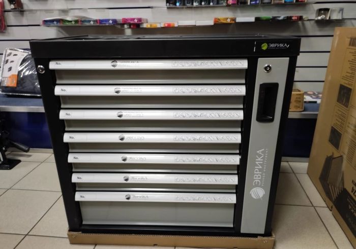 Тележка инструментальная ЭВРИКА ER-55300, закрытая, 7 ящиков, с инструментом 274пр.