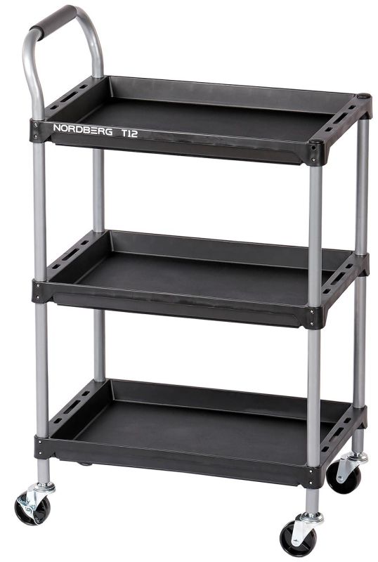 Тележка инструментальная NORDBERG T12, открытая, 3 полки