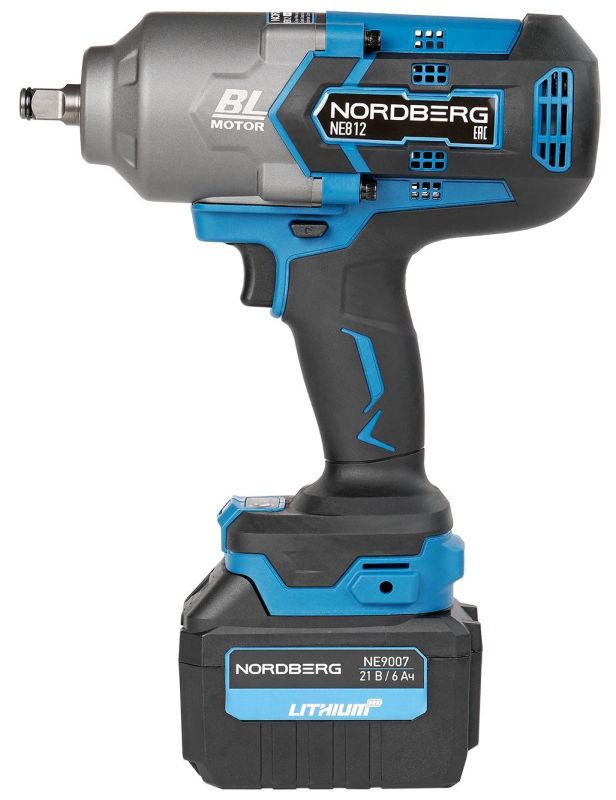 Гайковерт аккумуляторный ударный NORDBERG NE812K, 1/2", 1700 Нм, в кейсе