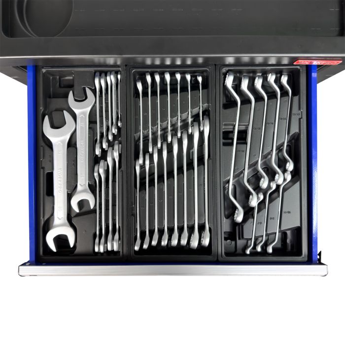 Тележка инструментальная WORKPRO WP285002A, закрытая, 7 ящиков, с набором инструментов 186шт.