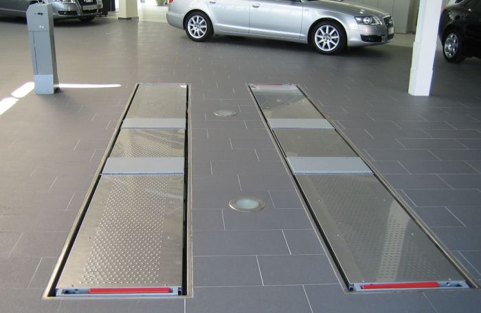 Подъемник автомобильный ножничный 4 тонны Nussbaum UNI LIFT 3500 NT INGROUND 4500, электрогидравлический, 380В