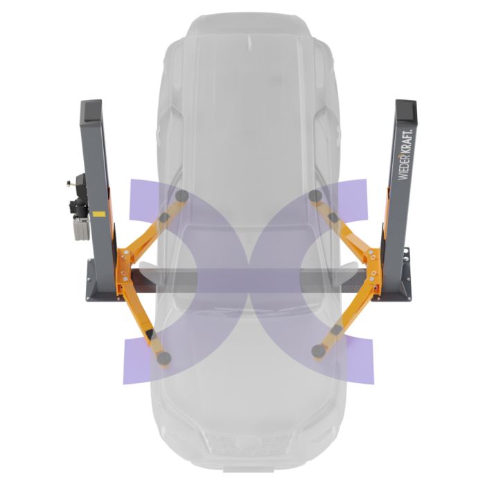 Подъемник двухстоечный автомобильный 4 тонны Wiederkraft WDK-522/220, электрогидравлический, 220В
