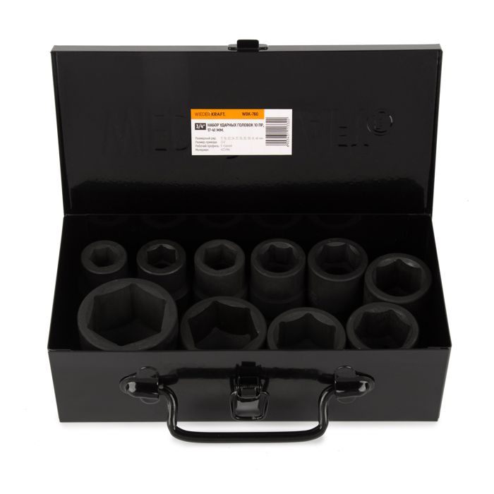 Набор ударных головок WiederKraft WDK-760 3/4, 17-46 мм, 10шт