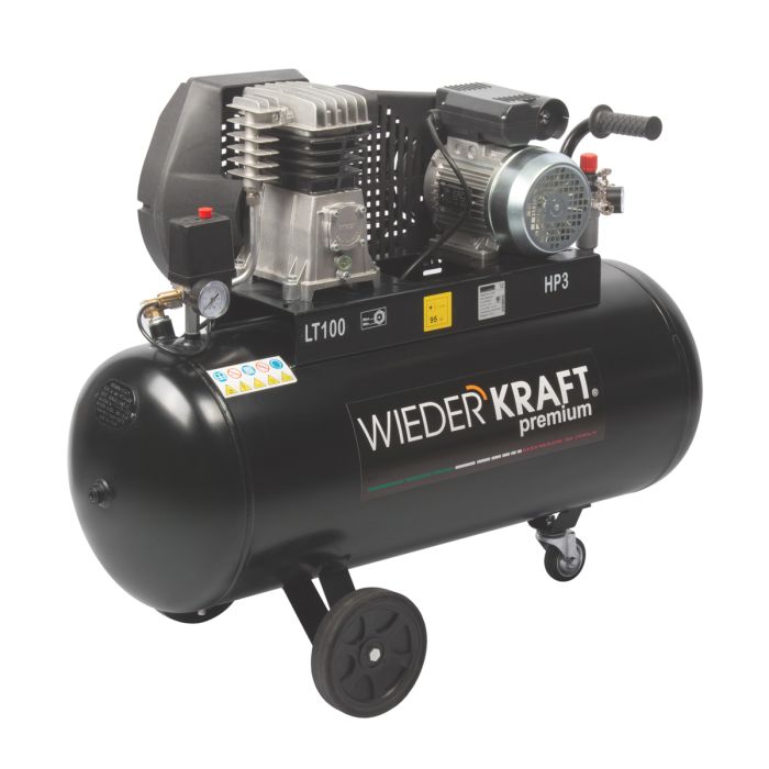 Поршневой компрессор Wiederkraft WDK-91040, ременной привод, 400 л/мин, 220В