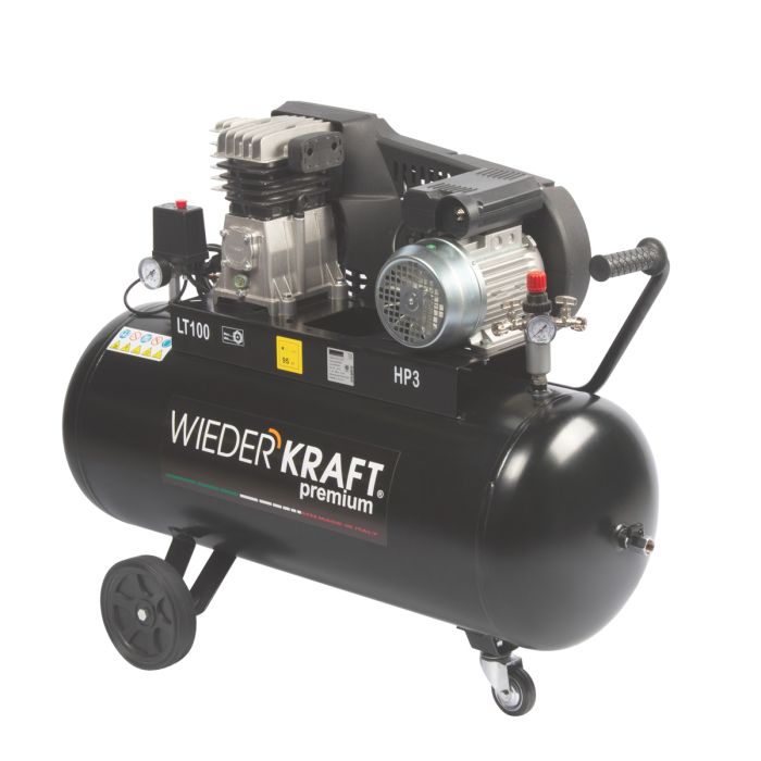 Поршневой компрессор Wiederkraft WDK-91040, ременной привод, 400 л/мин, 220В