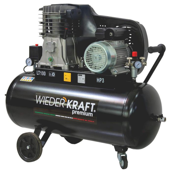 Поршневой компрессор Wiederkraft WDK-91053, ременной привод, 453 л/мин, 220В