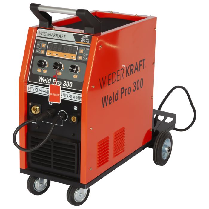 Сварочный инверторный аппарат Wiederkraft WELD Pro 300, MIG/MAG, MMA, NO GAS, 380В