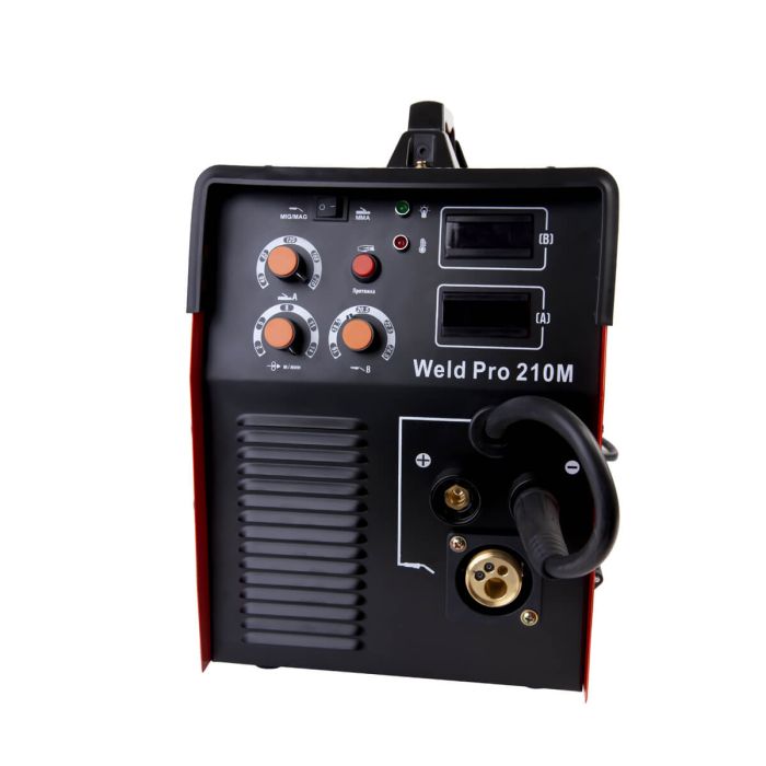 Сварочный инверторный аппарат Wiederkraft WELD PRO 210M, MIG/MAG, MMA, NO GAS, 220В