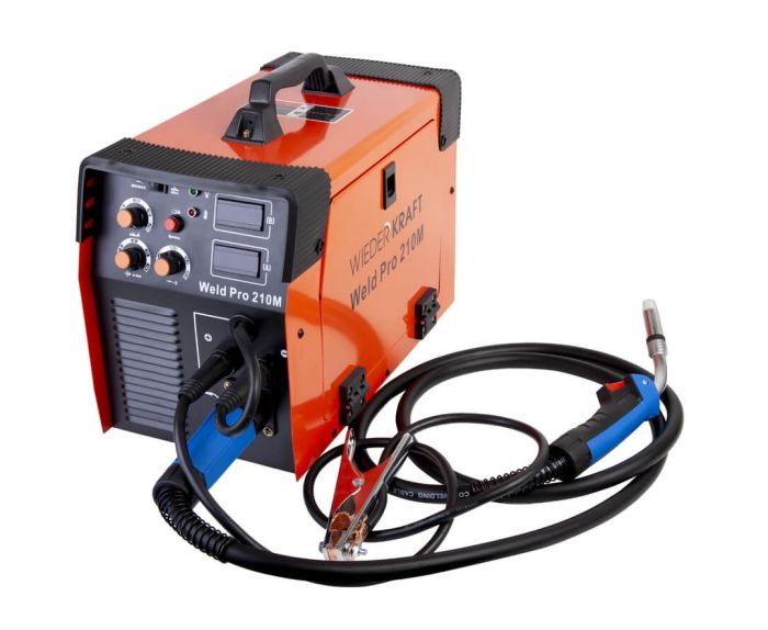 Сварочный инверторный аппарат Wiederkraft WELD PRO 210M, MIG/MAG, MMA, NO GAS, 220В