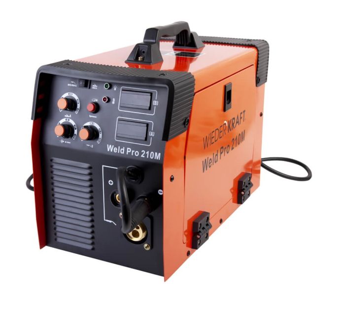 Сварочный инверторный аппарат Wiederkraft WELD PRO 210M, MIG/MAG, MMA, NO GAS, 220В