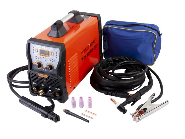 Сварочный инвертор Wiederkraft WDK WSME-200, MIG/TIG, 220В