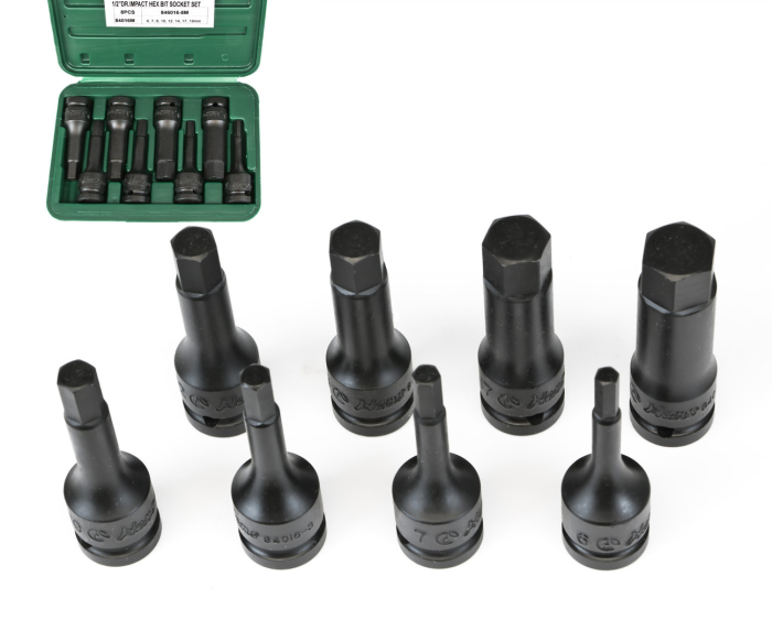 Набор ударных головок-бит HEX Hans 846016-8M, 1/2", 8 шт.