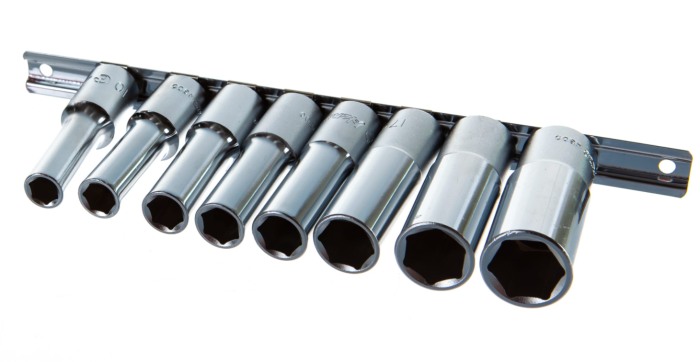 Набор головок длинных 6-гранных Hans 4608MD, 1/2", 10-21мм, 8 шт.