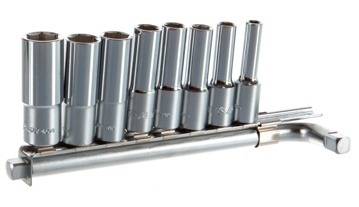 Набор головок длинных 6-гранных Hans 4609MD, 1/2", 8-21мм, с L-воротком, 9 пр.
