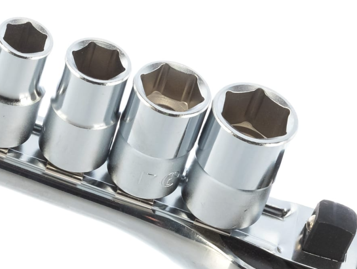 Набор головок 6-гранных Hans 46134, 1/2", 8-19мм, с трещоткой, 7 пр.