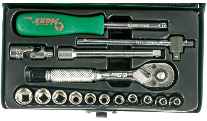 Набор головок с инструментом Hans 2616M, 1/4", 4-12мм, 16 пр.