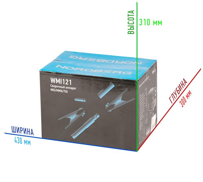 Сварочный инвертор полуавтомат Nordberg WMI121, MIG-MAG&MMA, 220В