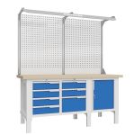Верстак слесарный Верстакофф CTR 1802.S347.13-2F, 3 тумбы, 4+3 ящиков, дверца, с дв. экраном, подсветка
